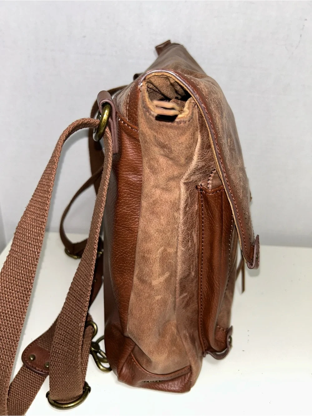 The Sak Ventura Convertible Brown Leather Backpack Shoulder Bag Crossbody - Picture 7 of 12